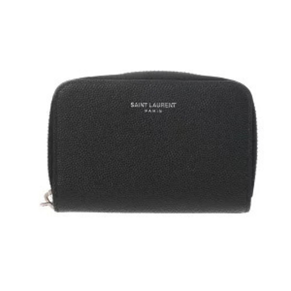 Saint Laurent coin case Wallet black grain leather chain wallet bag